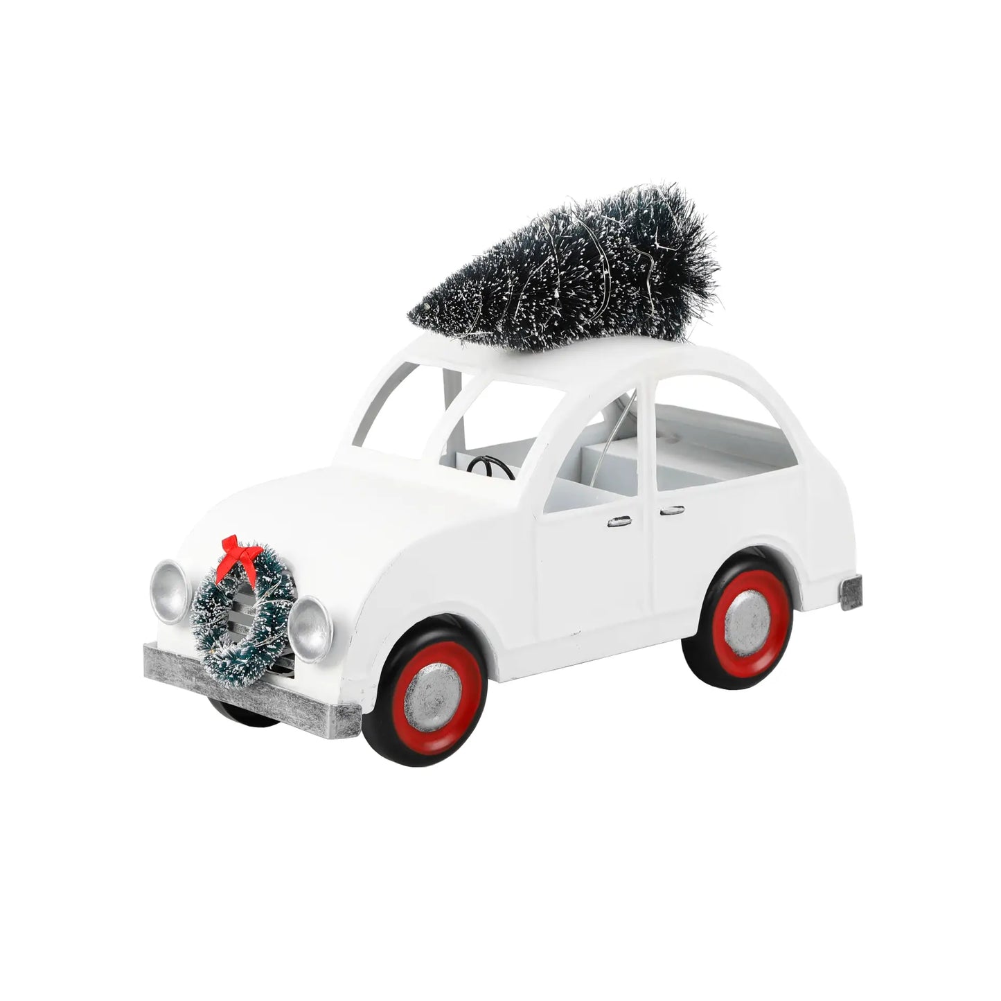 Weißes geführtes Zinn-Auto W/Baum