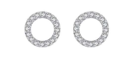 Echte Damen 925 Sterling Silber Einfache Runde Glänzende Ohrstecker mit Steine