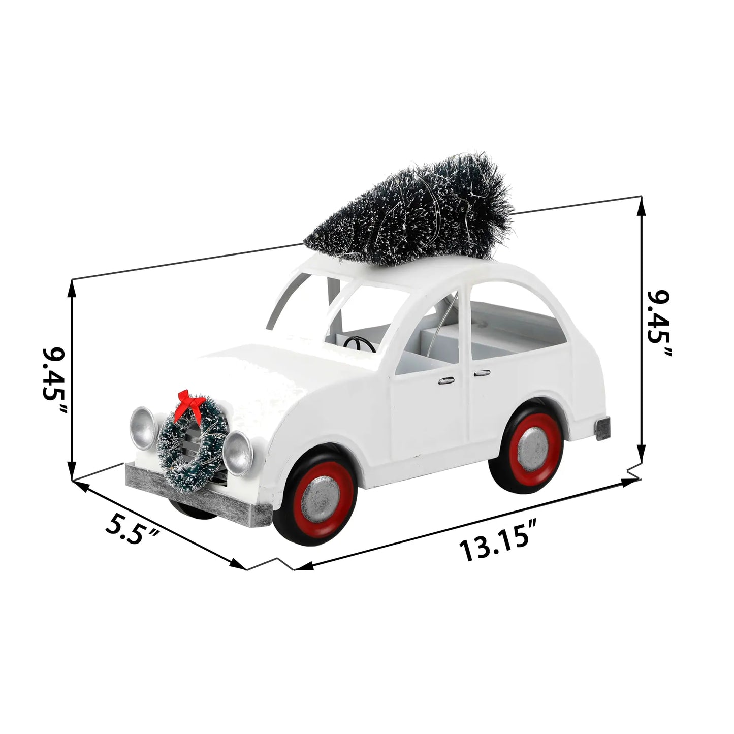 Weißes geführtes Zinn-Auto W/Baum