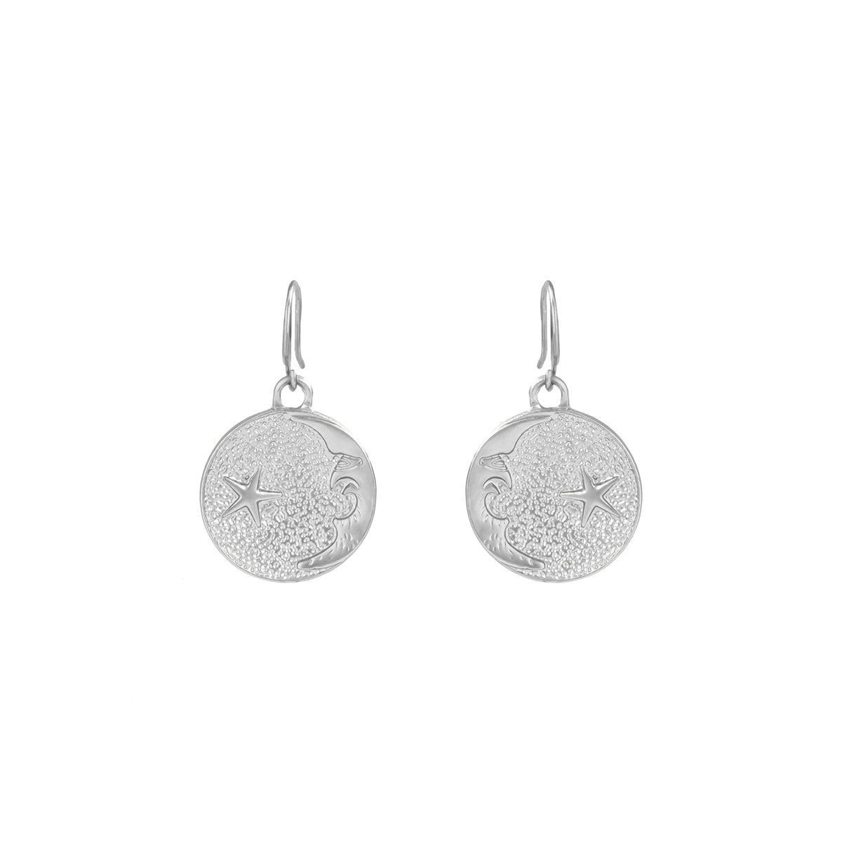 Damen Ohrringe Ohrhänger Ohrschmuck Silber Damen Schmuck Mond & Stern rund anhänger lang