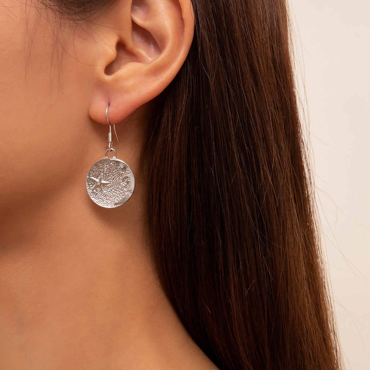 Damen Ohrringe Ohrhänger Ohrschmuck Silber Damen Schmuck Mond & Stern rund