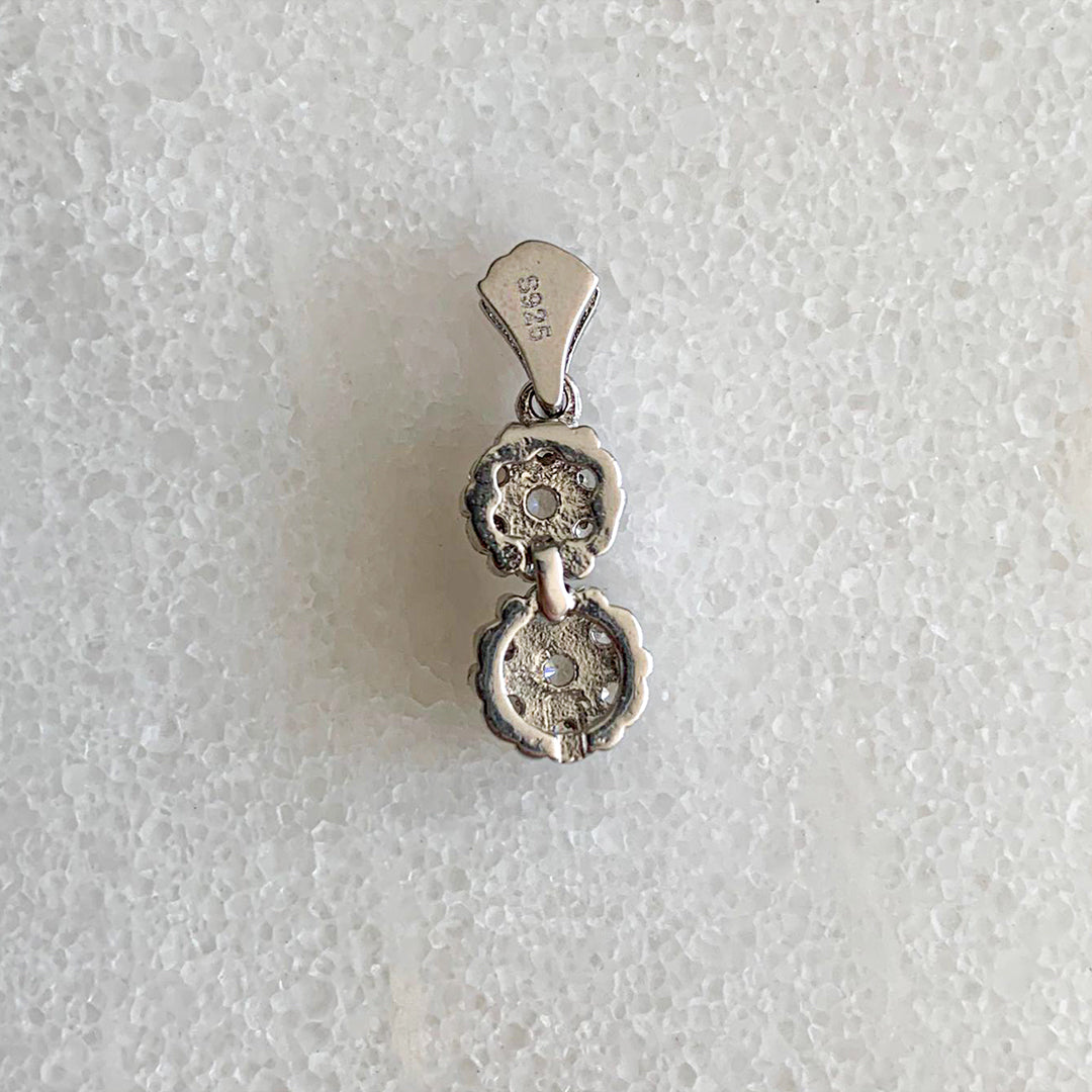 Halskette mit Blumen Anhänger Sterling Silber 925 mit Steinen Echtschmuck