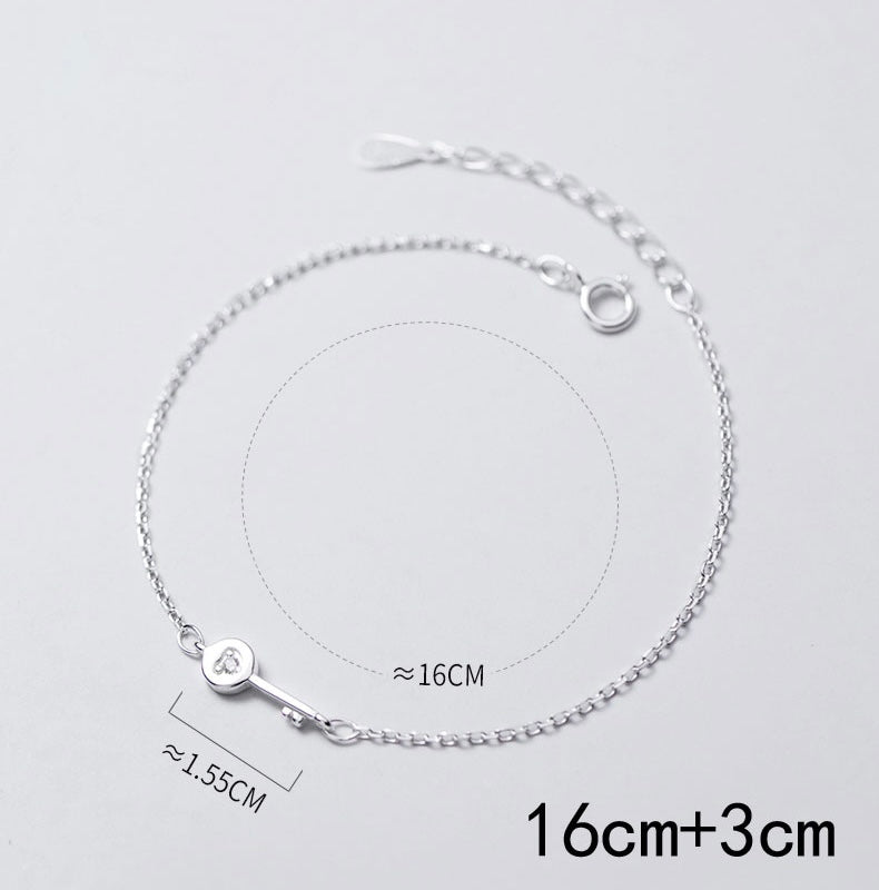 Armband Damen Sterling Silber 925 mit SChlüssel mit Steinen Echtschmuck