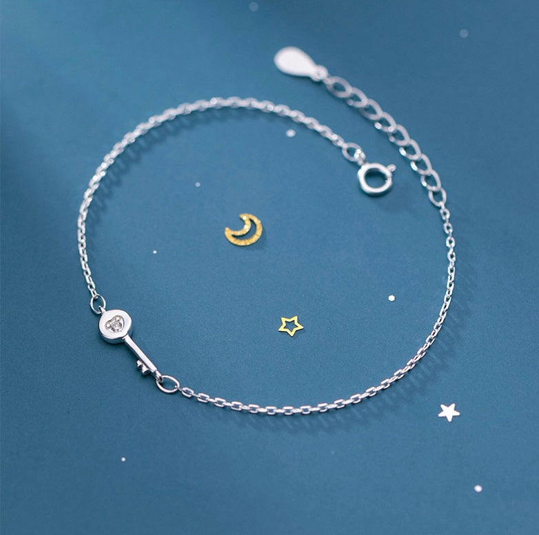 Armband Damen Sterling Silber 925 mit SChlüssel mit Steinen Echtschmuck