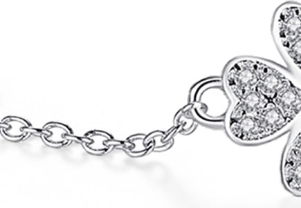 Armband Damen Sterling Silber 925 Glückssymbol Kleeblatt mit Steinen Echtschmuck