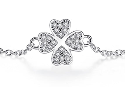 Armband Damen Sterling Silber 925 Glückssymbol Kleeblatt mit Steinen Echtschmuck