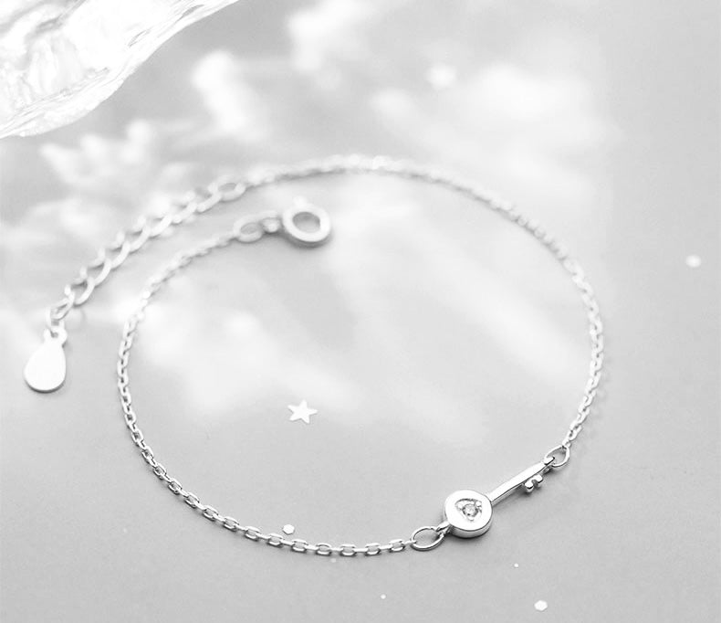 Armband Damen Sterling Silber 925 mit SChlüssel mit Steinen Echtschmuck