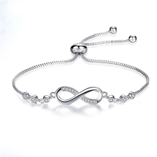 Armband Damen Sterling Silber 925 Infinity Symbol mit Steinen Echtschmuck