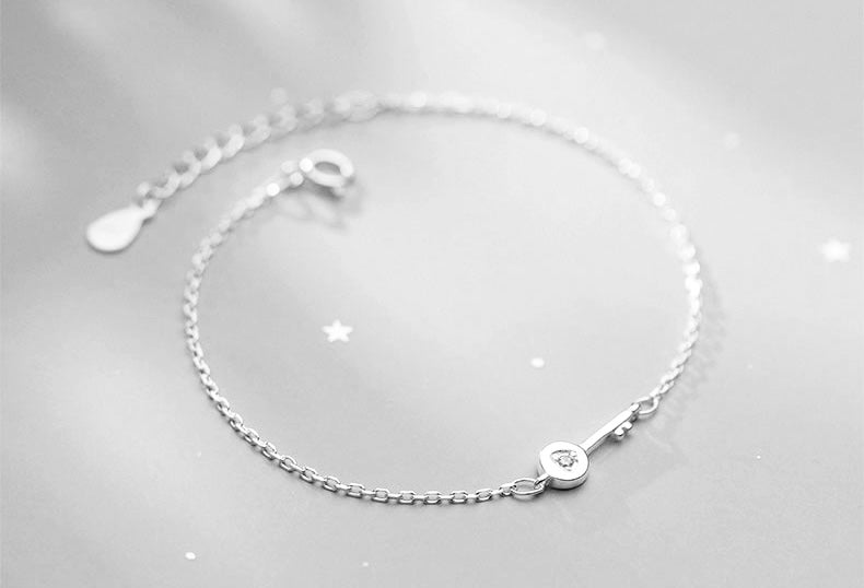 Armband Damen Sterling Silber 925 mit SChlüssel mit Steinen Echtschmuck