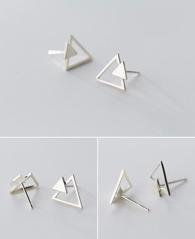 Damen Ohrstecker Sterling Silber 925 in Dreieck Form und Minimalistischem Style