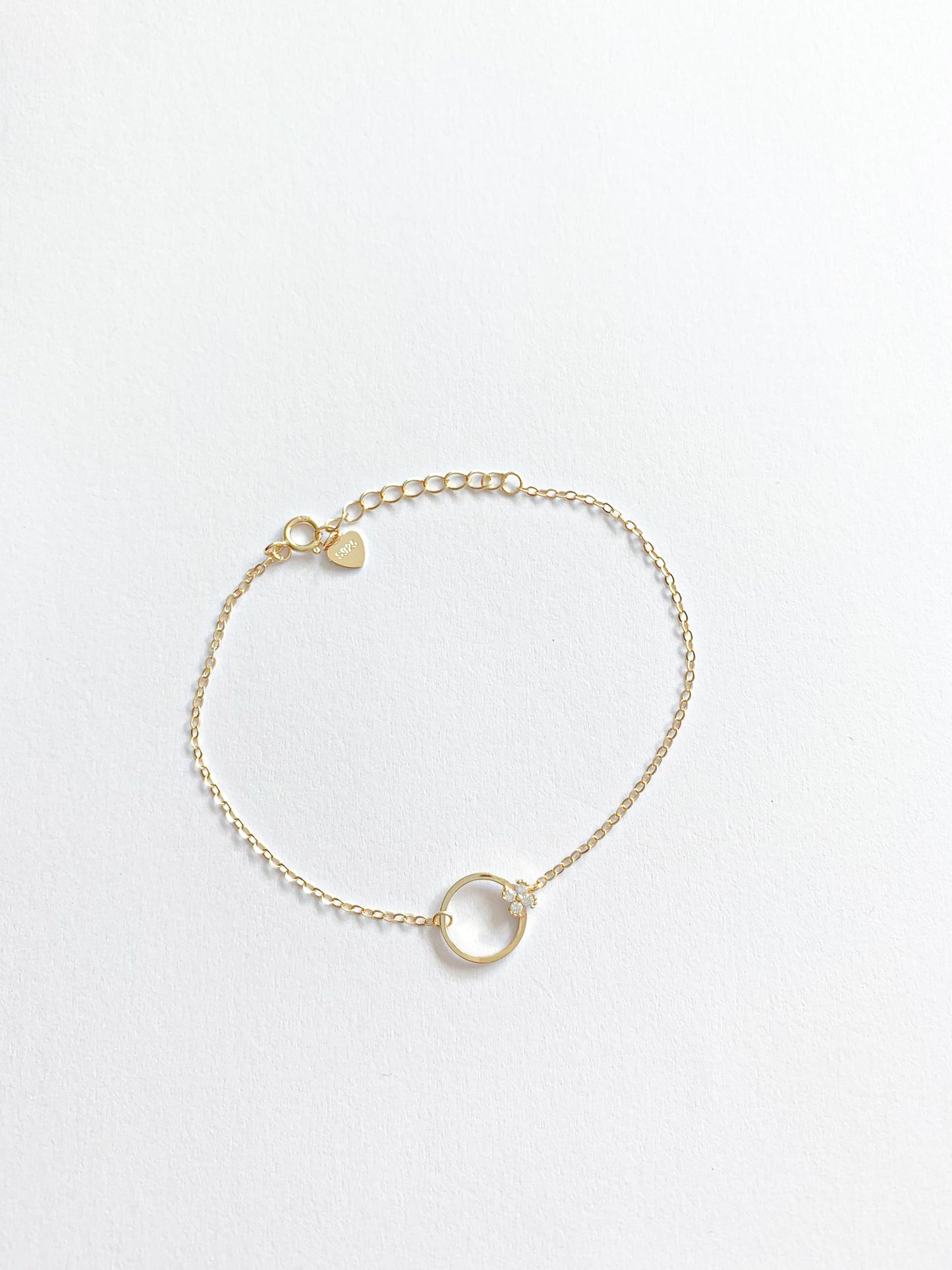 Damen Sterling Silber 925 Armband gold aus einem Kreis mit Blume und Steinen und 18K Vergoldet