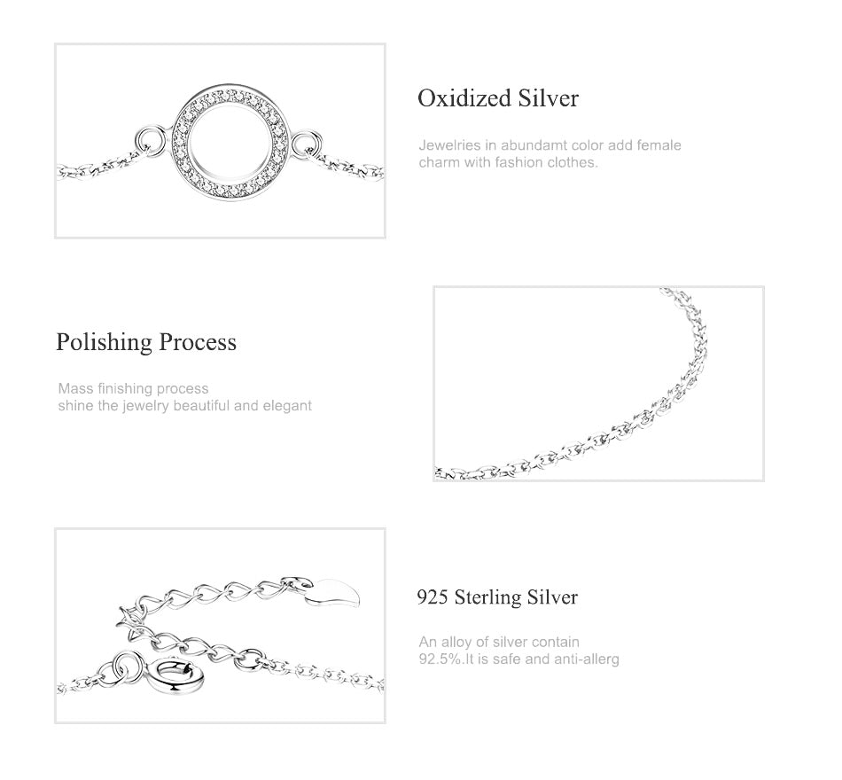 Armband Damen Sterling Silber 925 Kreis förmig mit Steinen Echtschmuck