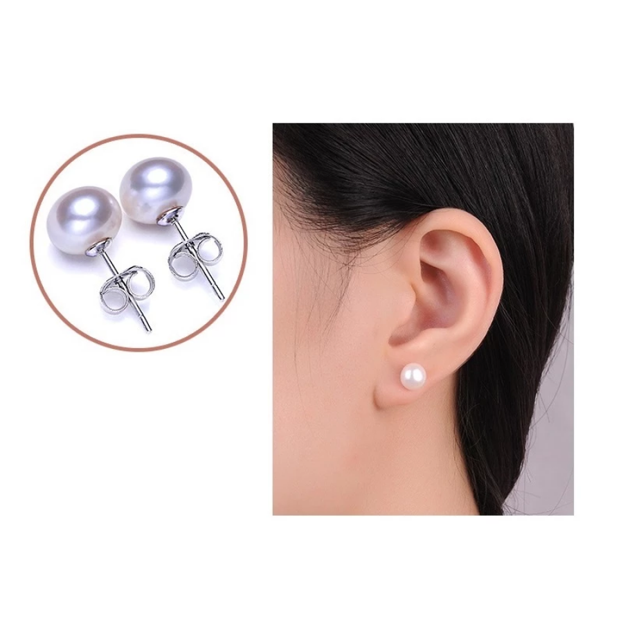 Natürliche Süßwasserperlen Ohrstecker Echt 925 Sterling Silber Ohrring für Damen