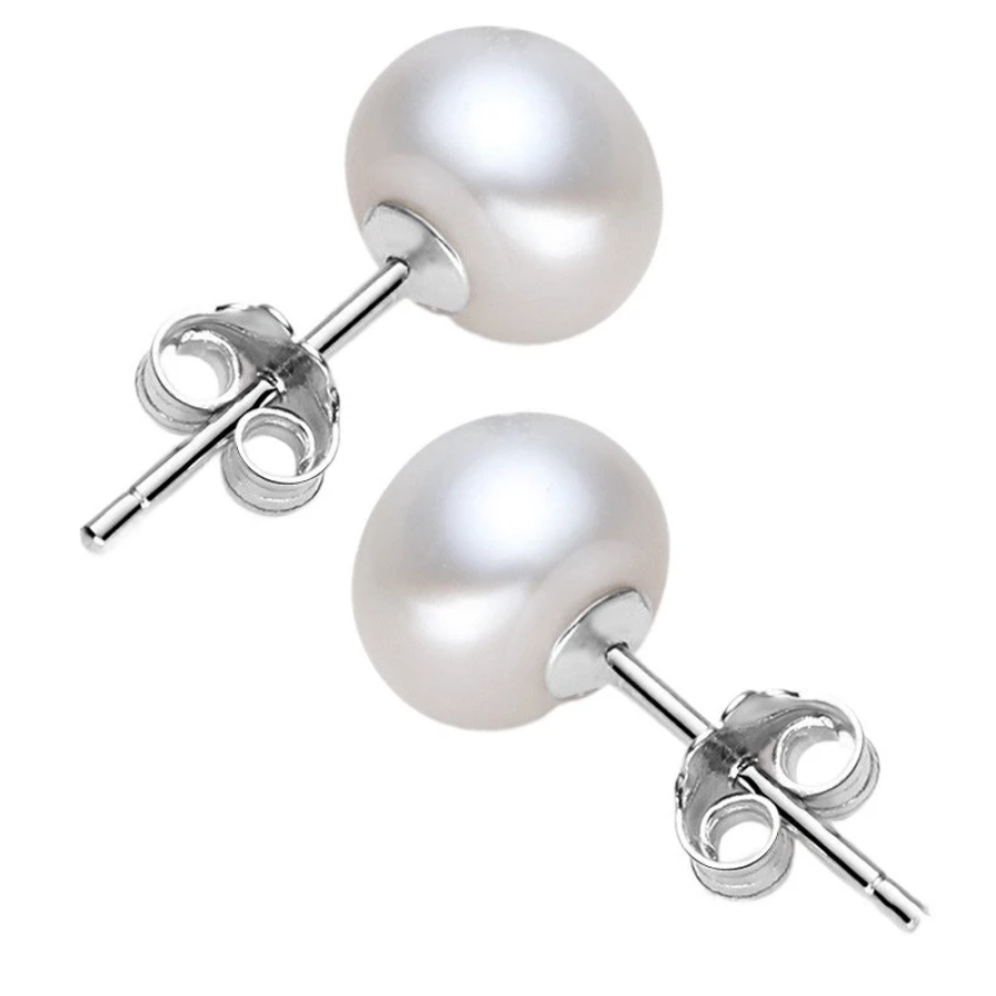 Natürliche Süßwasserperlen Ohrstecker Echt 925 Sterling Silber Ohrring für Damen