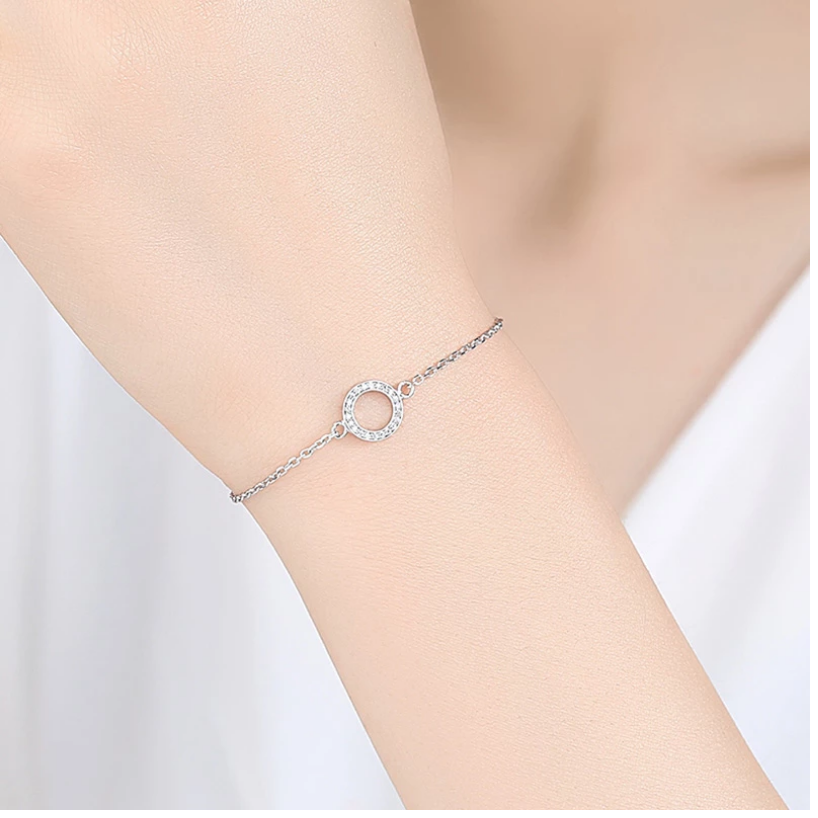 Armband Damen Sterling Silber 925 Kreis förmig mit Steinen Echtschmuck