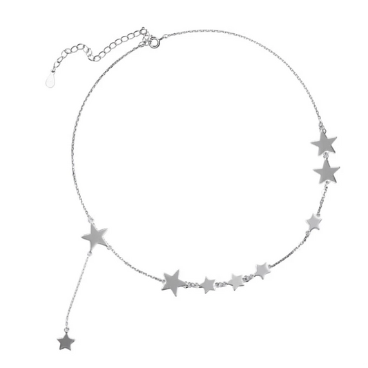 Damen Choker Halskette 925 Sterling Silber mit Sterne