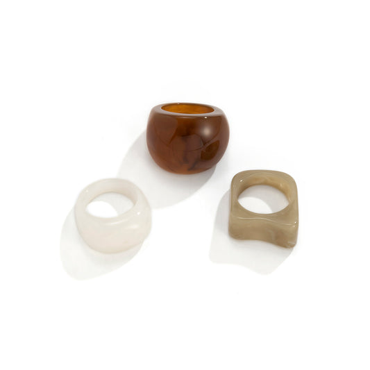 Damen Ring 3er Set Trendy geometrisch chunky funky acrylic statement ring retro Fashion Ring Damen Modeschmuck