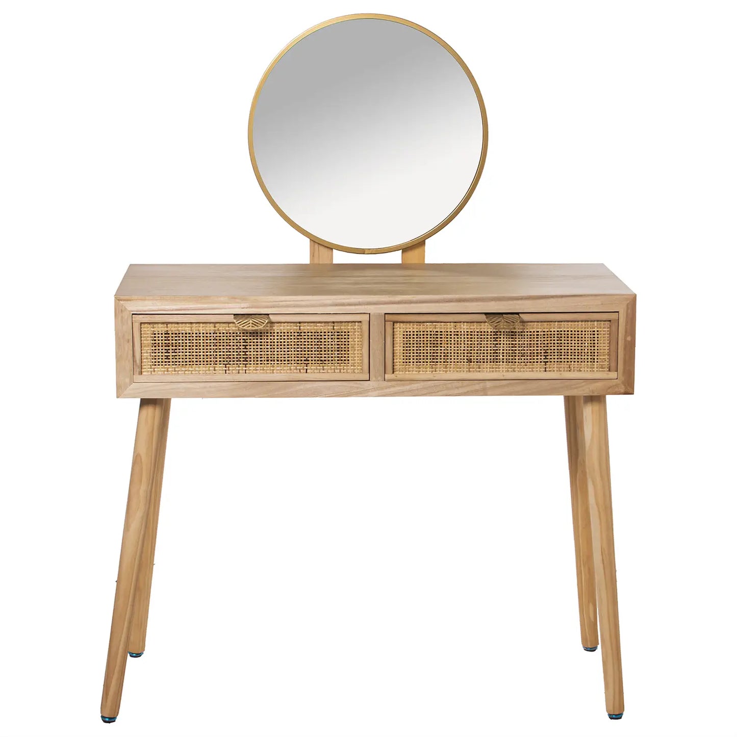 Stylischer Nordic Schminktisch mit Spiegel aus Rattan: Perfekter Japandi-Style
