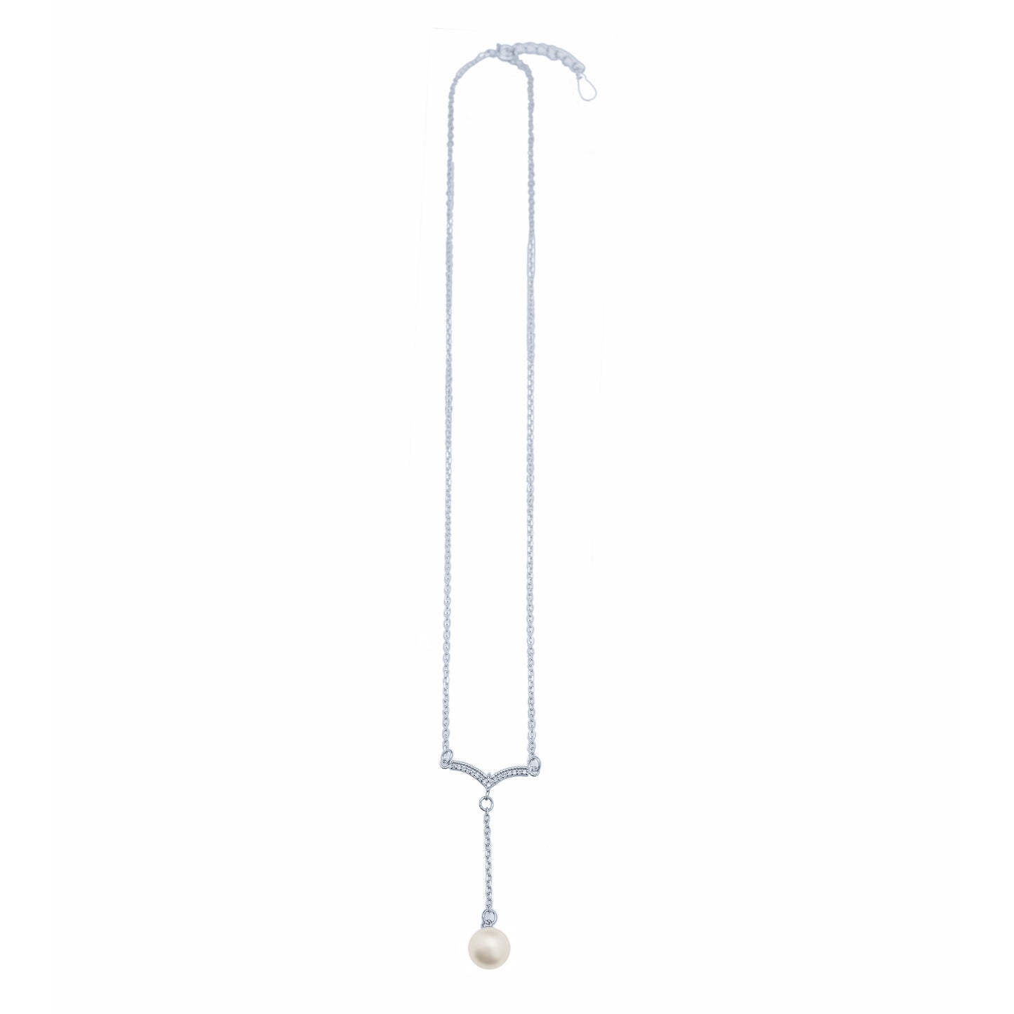 Damen Halskette mit Perlen-Anhänger Damen Sterling Silber 925 mit Steinen Eschtschmuck mit Zirkon Perlenkette Perlenanhänger herz verstellbar