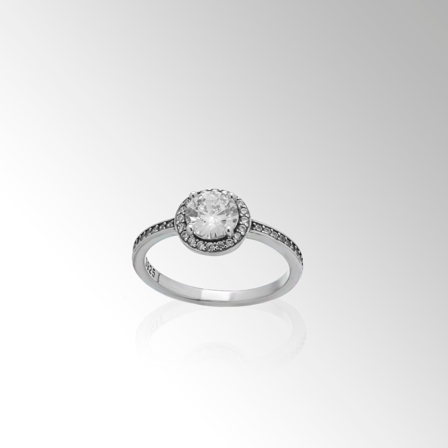 Damen Kristalle Halo-Solitär Sterling Silber 925 Silber Ring Damen Rund Verlobungsring Echtschmuck