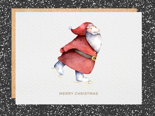 Handgefertigte Weihnachtskarte von Santa Skating – Perfekt für festliche Grüße