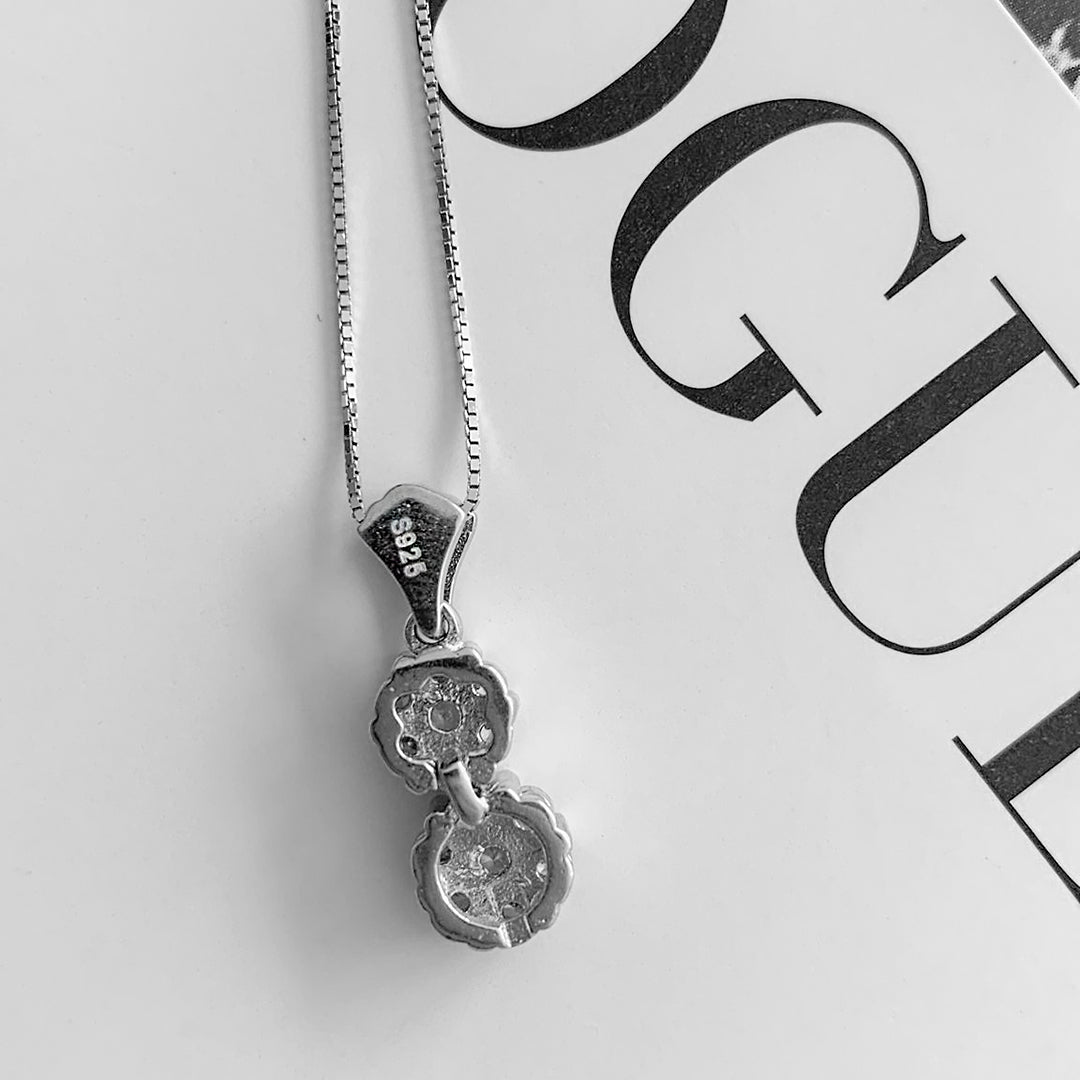 Halskette mit Blumen Anhänger Sterling Silber 925 mit Steinen Echtschmuck