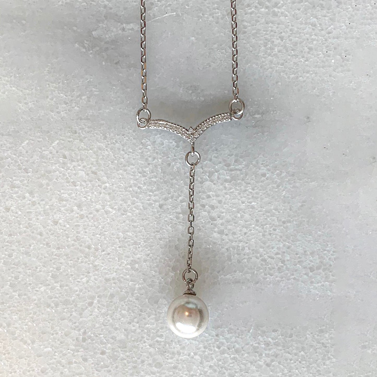 Damen Halskette mit Perlen-Anhänger Damen Sterling Silber 925 mit Steinen Eschtschmuck